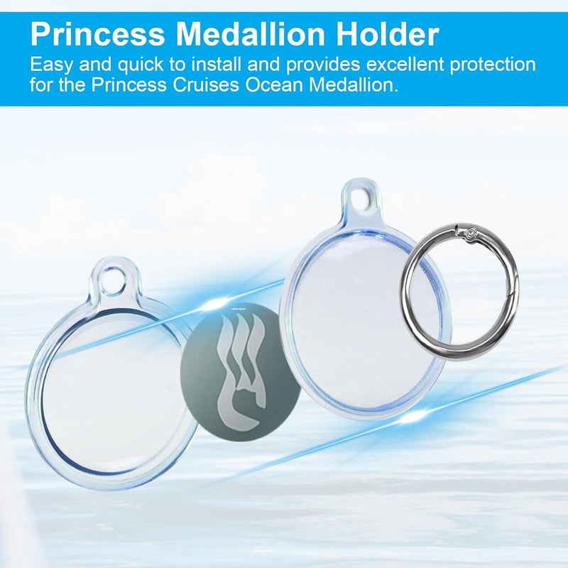 Kucucyle Cruise Essentials 2025 Bundle | Princess Medallion Holder Accessories + 6 Waterproof Luggage Tags with Gradient Keychain & Steel Loops for Cruise Ship (Blue+Green) - Image 3
